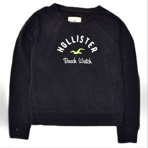 Hollister Navy Crewneck Logo Sweatshirt with Long Sleeves